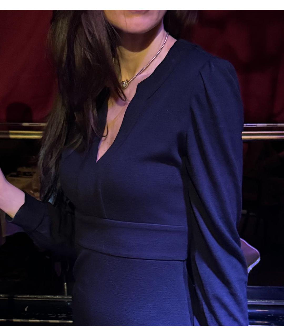 DIANE VON FURSTENBERG Черное шерстяное повседневное платье, фото 5