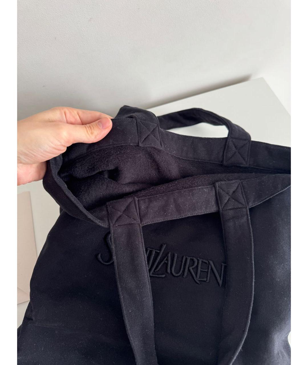 SAINT LAURENT Черная хлопковая сумка тоут, фото 4