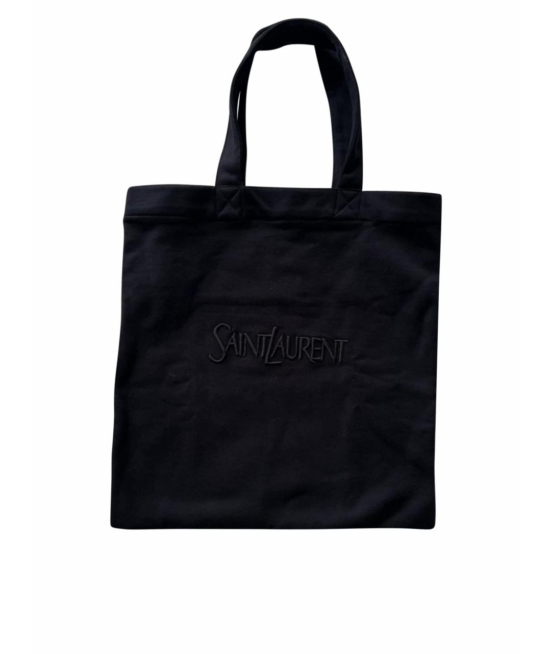SAINT LAURENT Черная хлопковая сумка тоут, фото 5