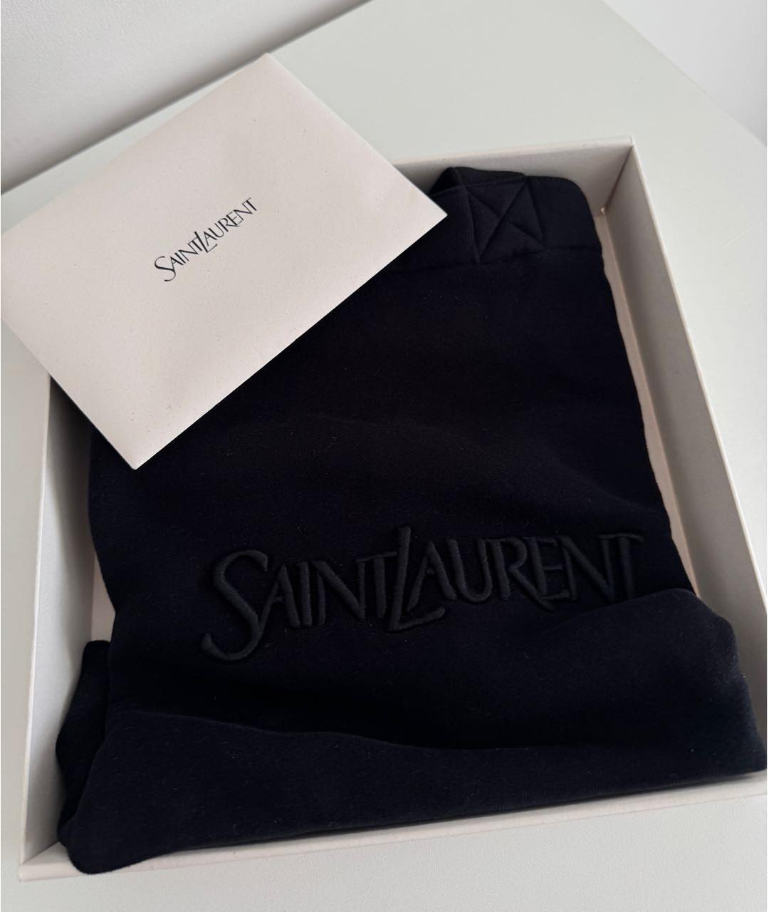 SAINT LAURENT Черная хлопковая сумка тоут, фото 2