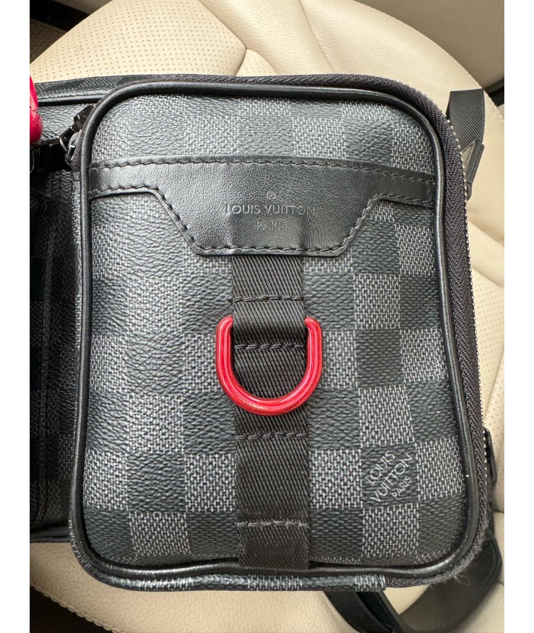 LOUIS VUITTON Антрацитовая кожаная сумка на плечо, фото 3