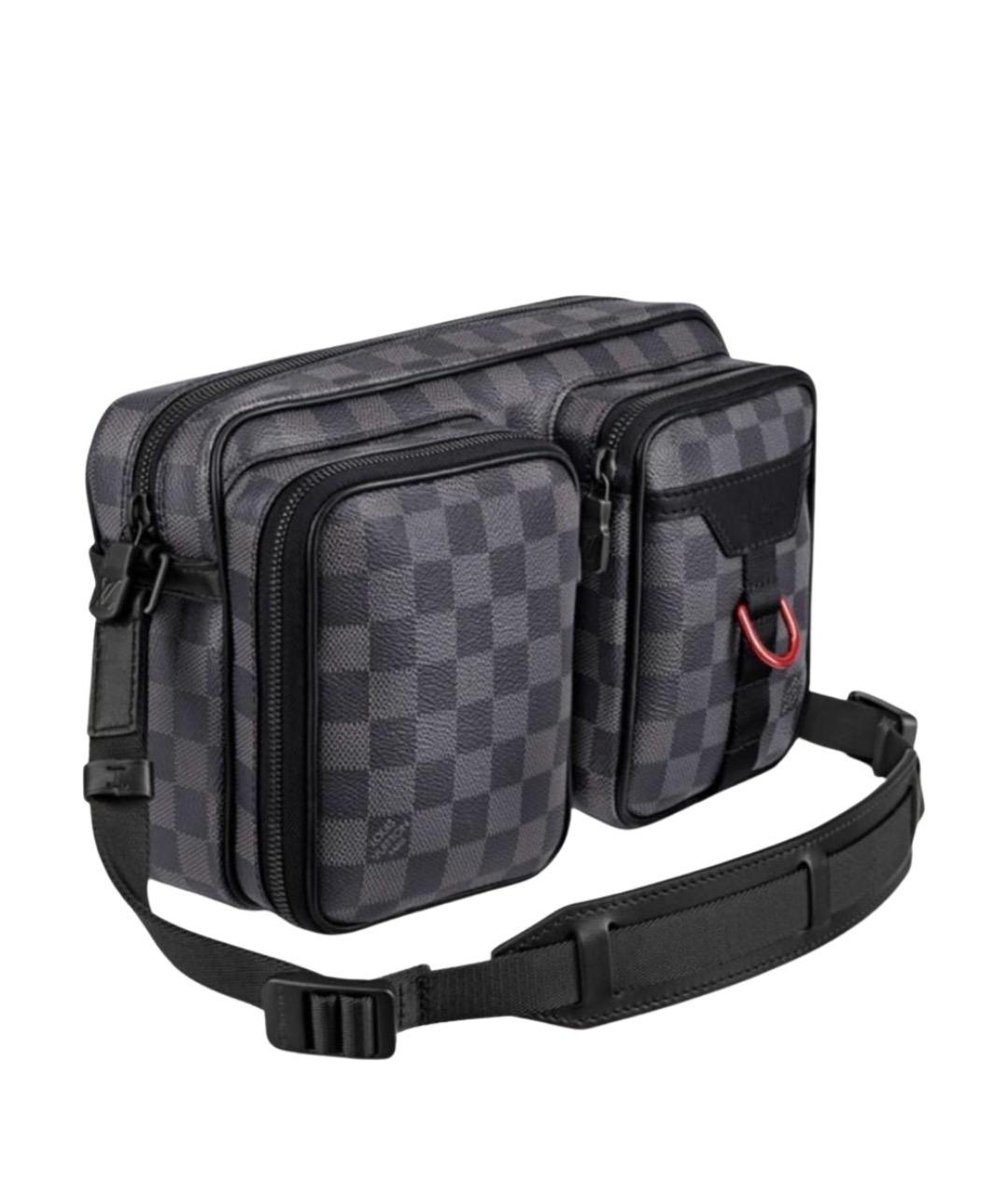 LOUIS VUITTON Антрацитовая кожаная сумка на плечо, фото 1