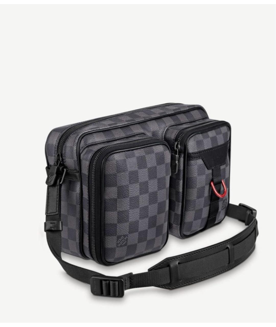 LOUIS VUITTON Антрацитовая кожаная сумка на плечо, фото 9