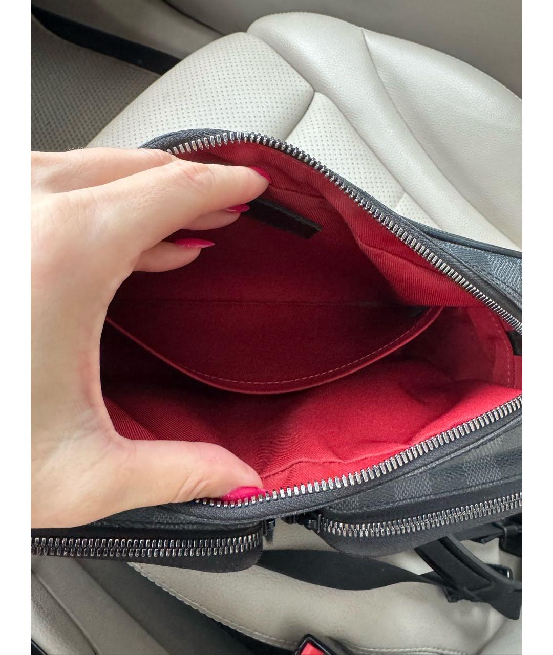 LOUIS VUITTON Антрацитовая кожаная сумка на плечо, фото 7