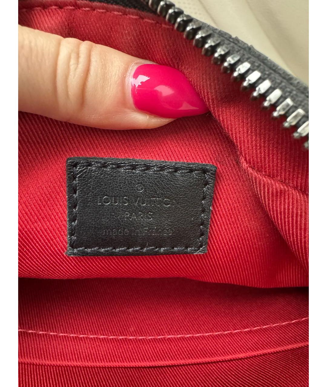 LOUIS VUITTON Антрацитовая кожаная сумка на плечо, фото 5