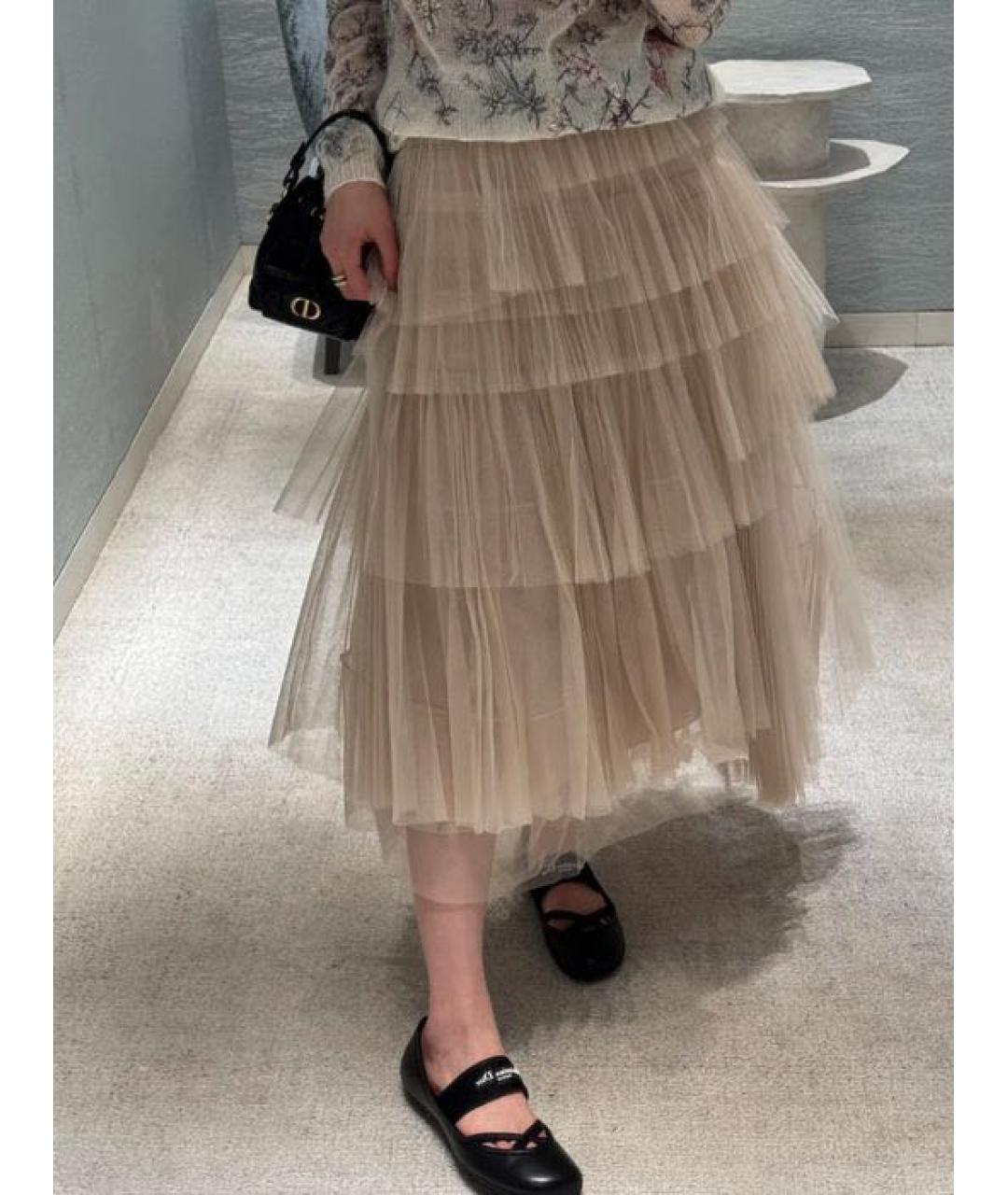 CHRISTIAN DIOR Бежевая полиамидовая юбка миди, фото 6