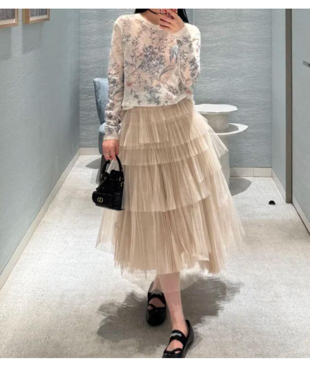 CHRISTIAN DIOR Бежевая полиамидовая юбка миди, фото 5