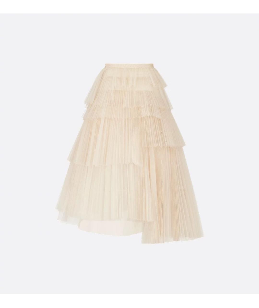 CHRISTIAN DIOR Бежевая полиамидовая юбка миди, фото 2