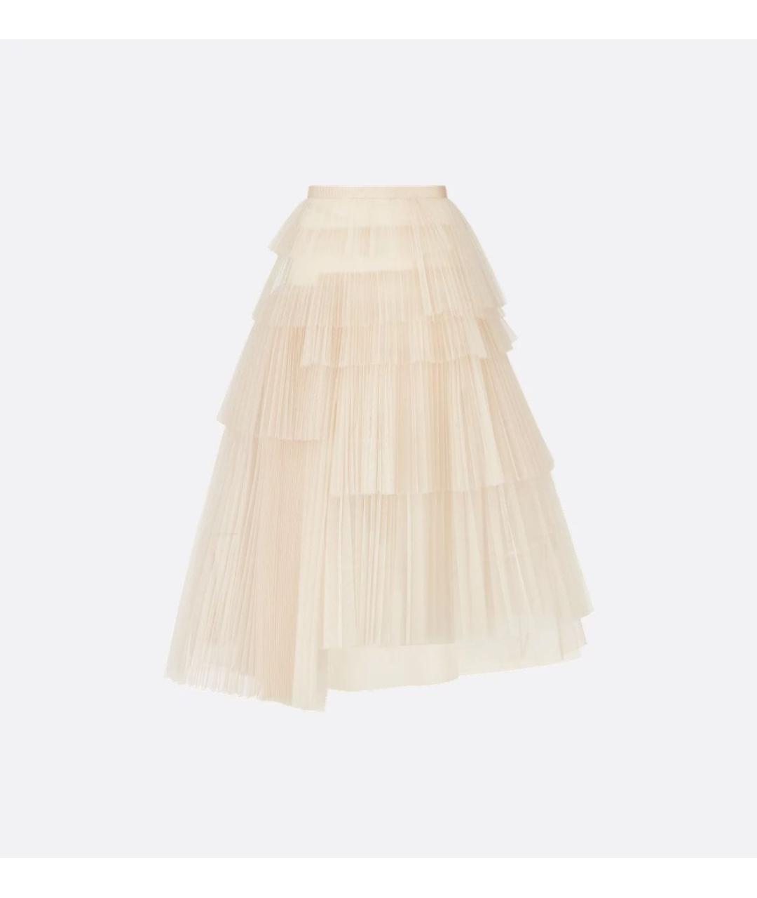 CHRISTIAN DIOR Бежевая полиамидовая юбка миди, фото 7