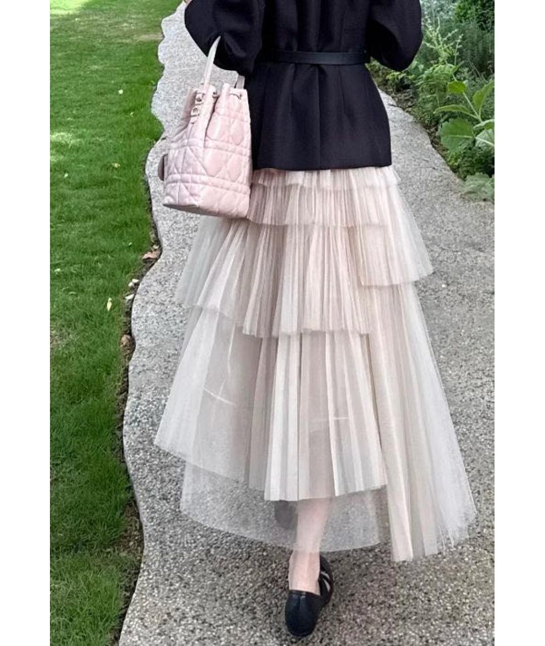 CHRISTIAN DIOR Бежевая полиамидовая юбка миди, фото 4