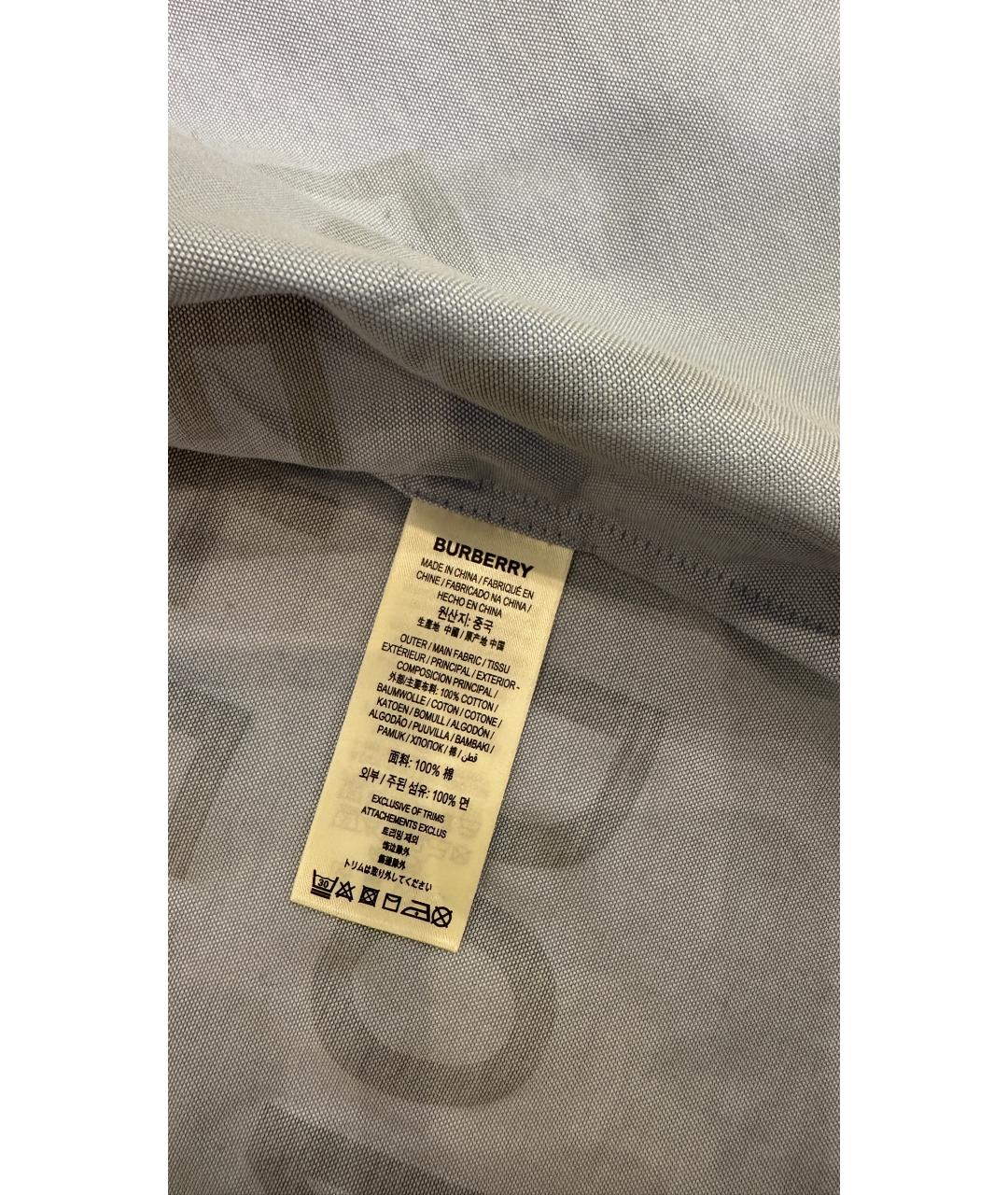 BURBERRY Голубая хлопковая рубашка, фото 4