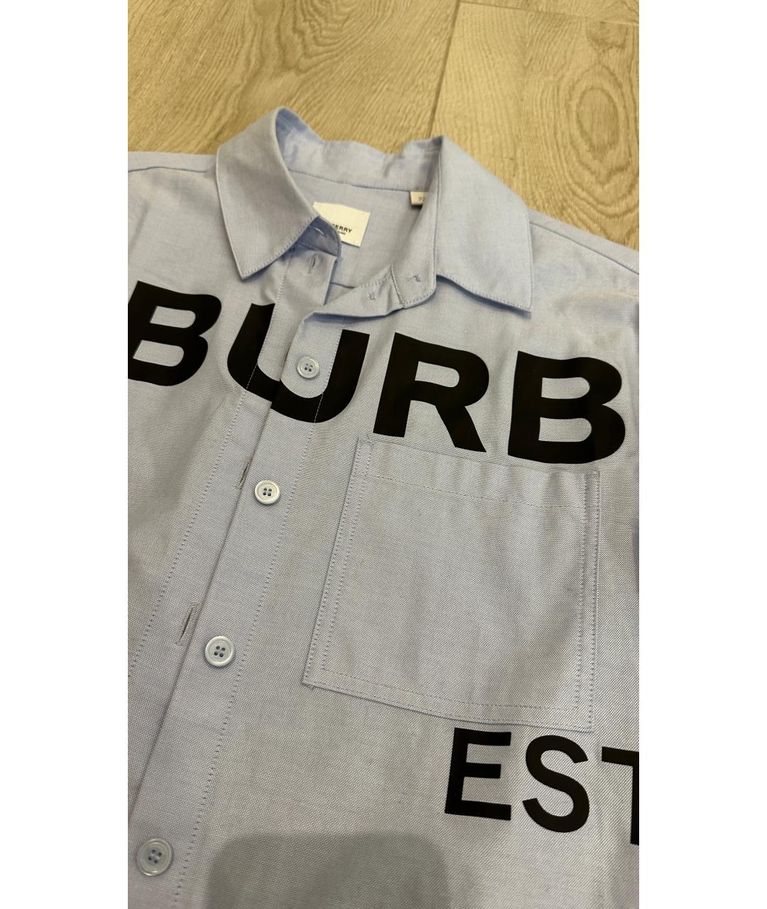 BURBERRY Голубая хлопковая рубашка, фото 7
