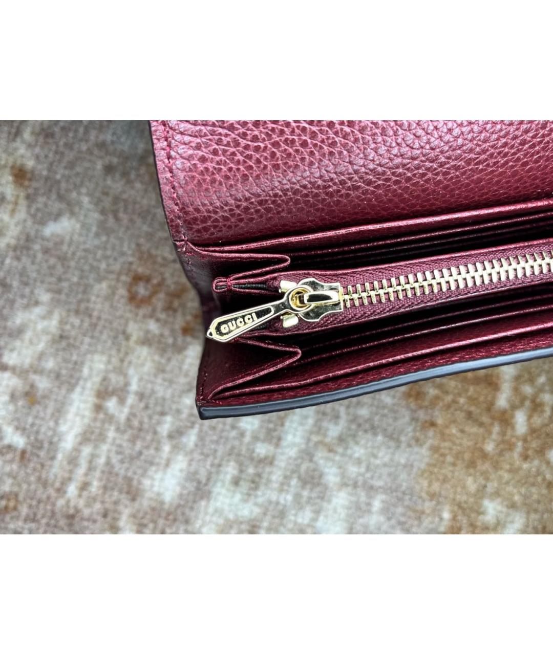 GUCCI Бордовый кожаный кошелек, фото 4