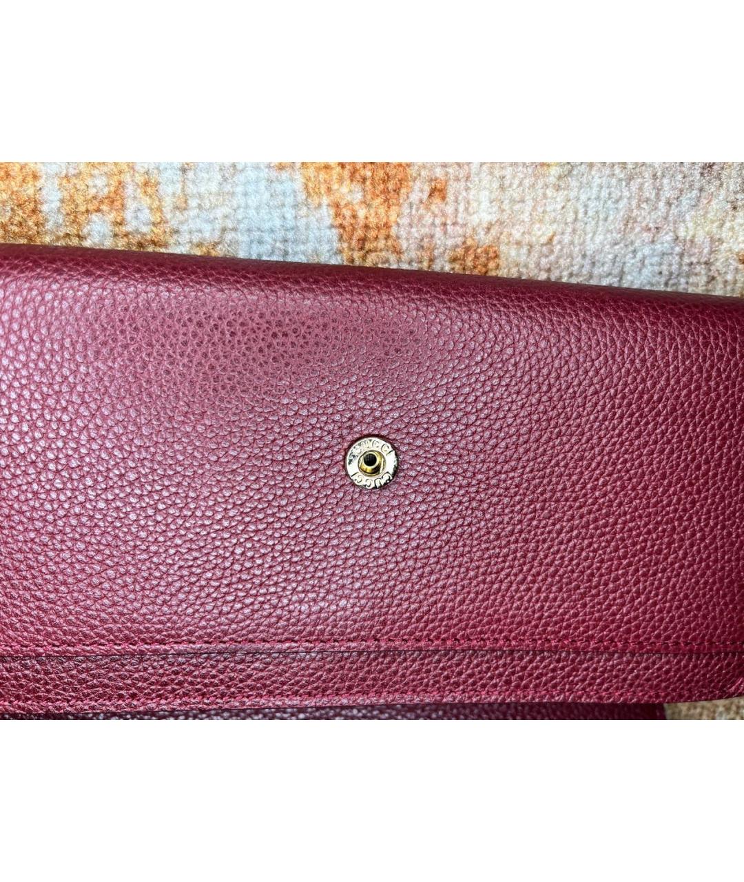 GUCCI Бордовый кожаный кошелек, фото 5