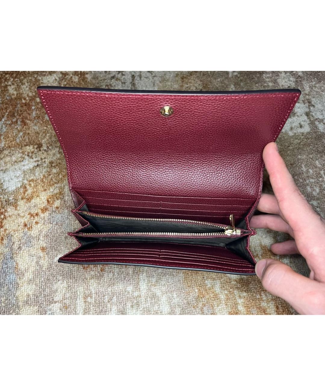 GUCCI Бордовый кожаный кошелек, фото 3
