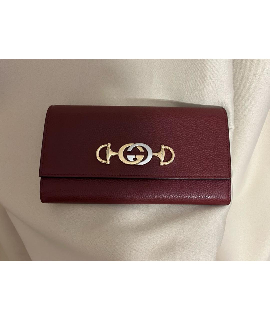 GUCCI Бордовый кожаный кошелек, фото 7