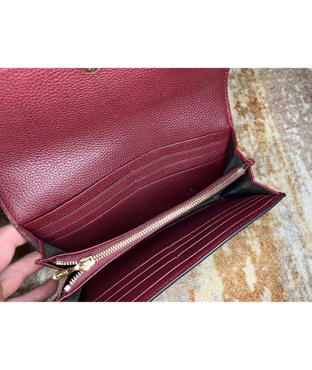 GUCCI Бордовый кожаный кошелек, фото 2