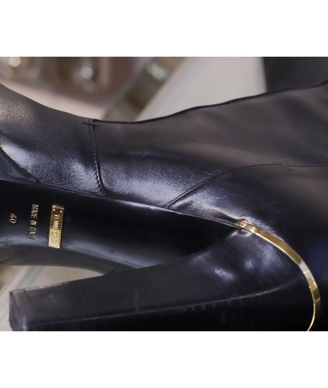 TOM FORD Черные кожаные ботфорты, фото 8