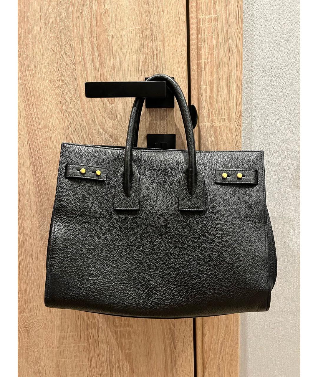 SAINT LAURENT Черная кожаная сумка тоут, фото 3