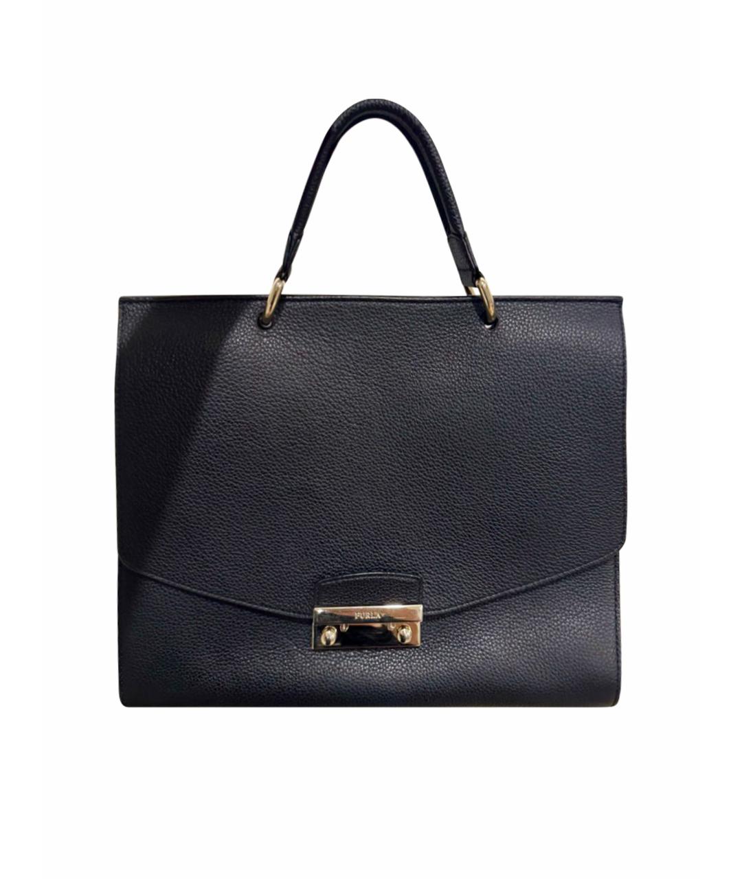 FURLA Черная кожаная сумка с короткими ручками, фото 1