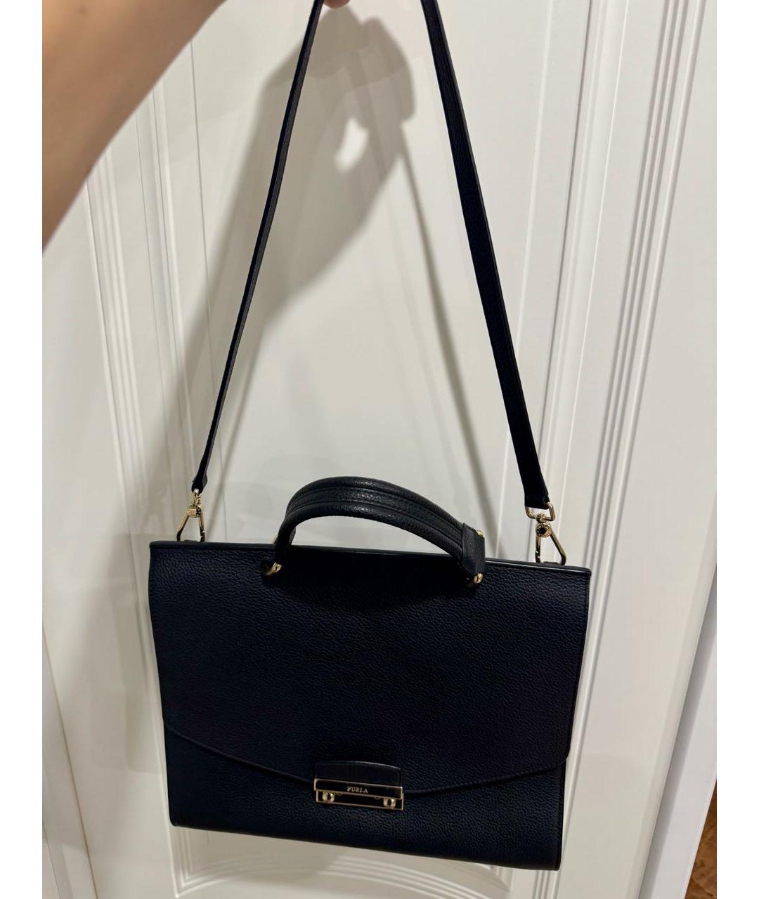 FURLA Черная кожаная сумка с короткими ручками, фото 2