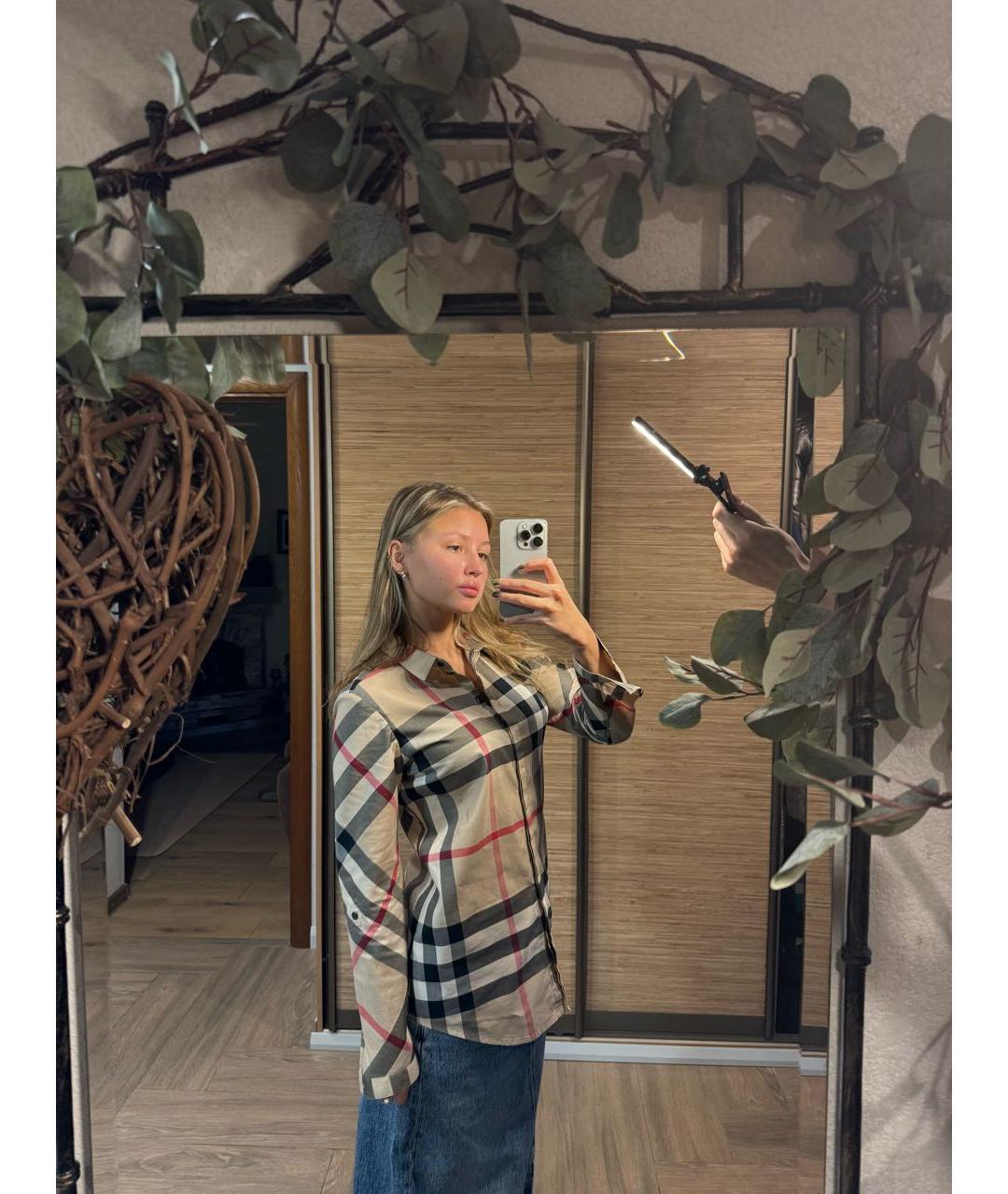 BURBERRY Бежевая хлопковая рубашка, фото 3
