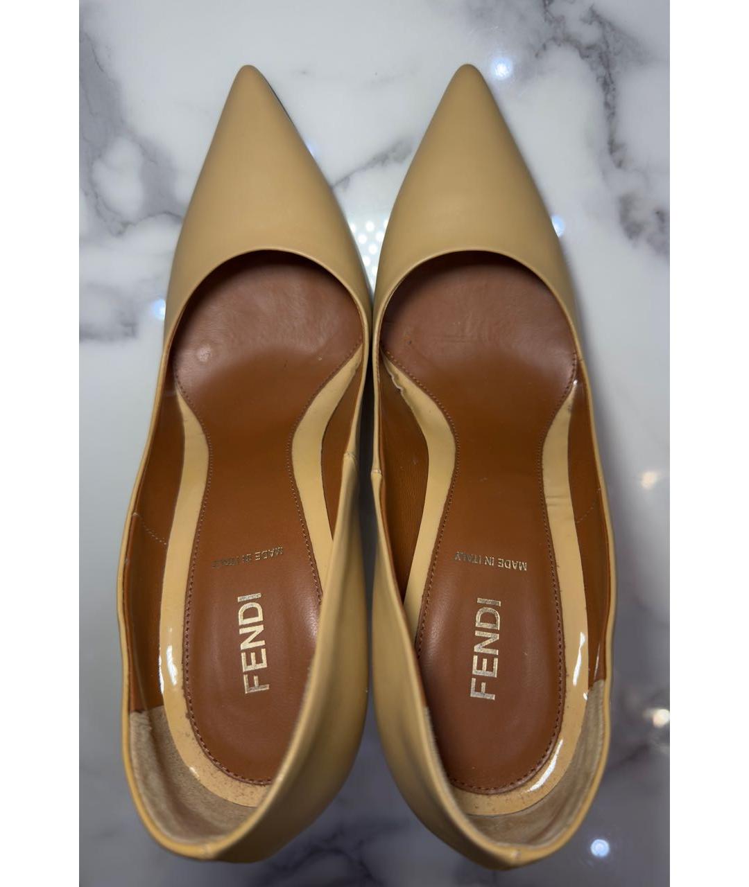 FENDI Бежевые кожаные туфли, фото 3