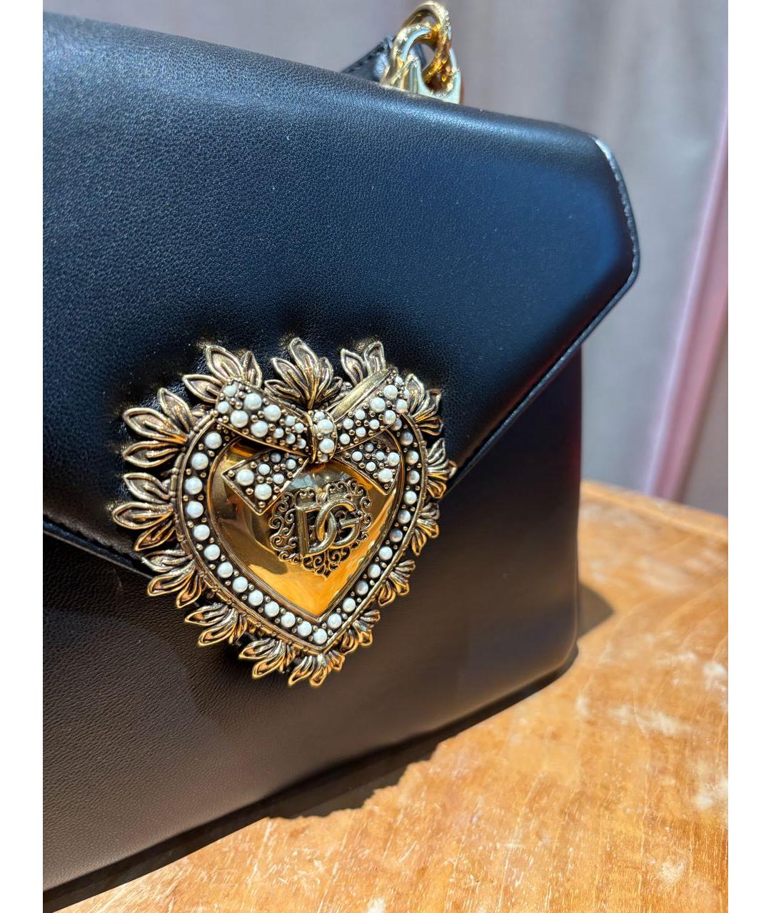 DOLCE&GABBANA Черная кожаная сумка через плечо, фото 5