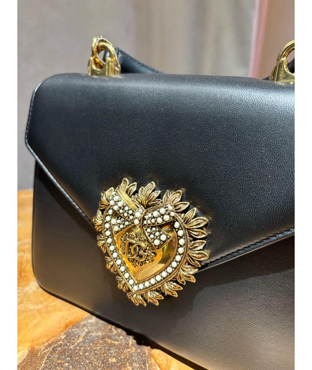 DOLCE&GABBANA Черная кожаная сумка через плечо, фото 8