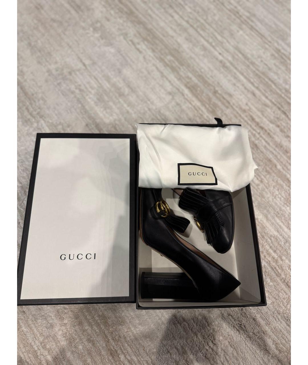 GUCCI Черные кожаные туфли, фото 5