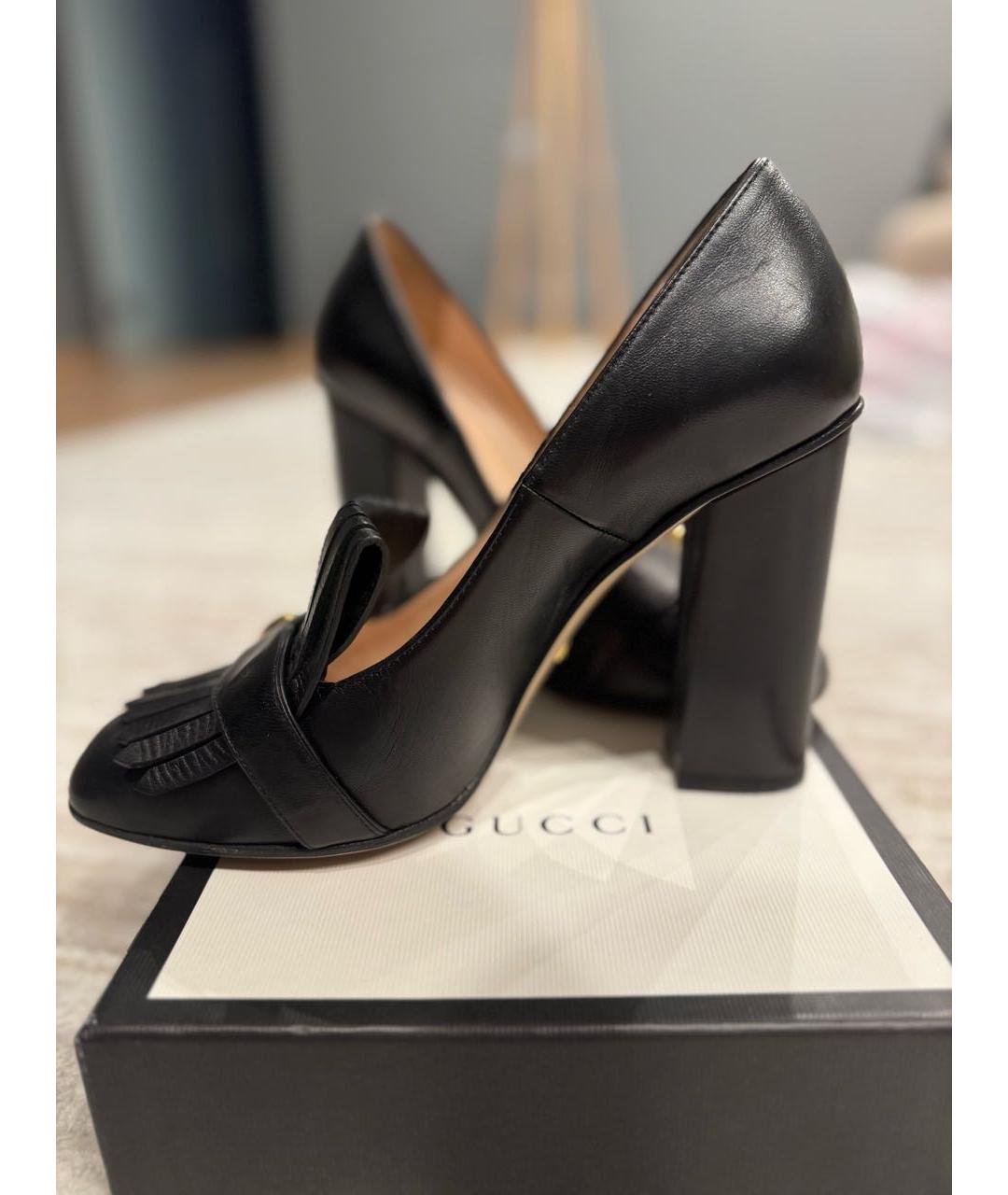 GUCCI Черные кожаные туфли, фото 6
