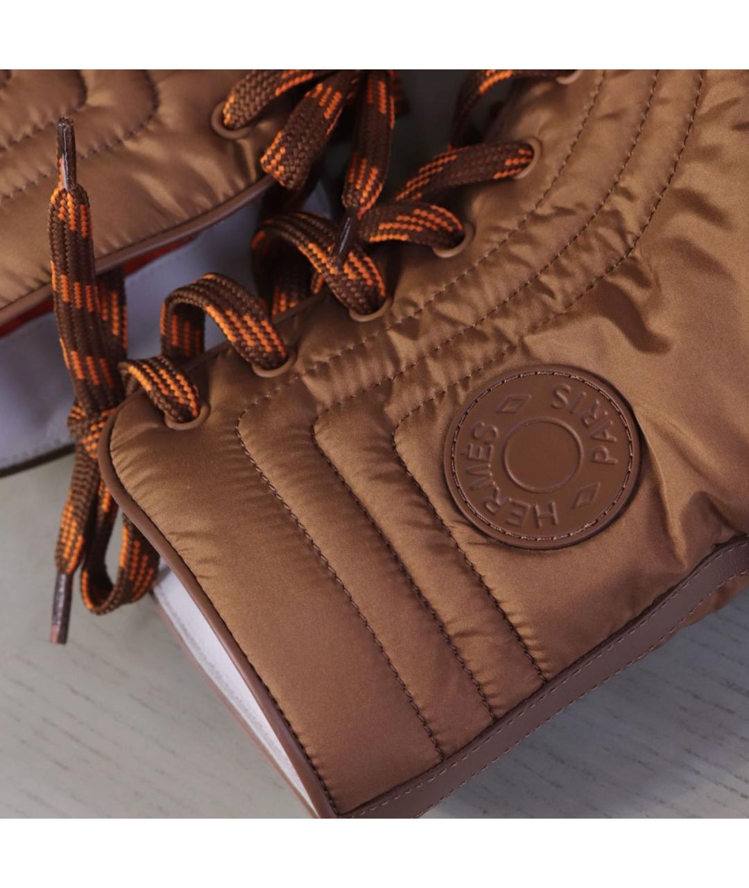HERMES Коричневые текстильные ботинки, фото 7