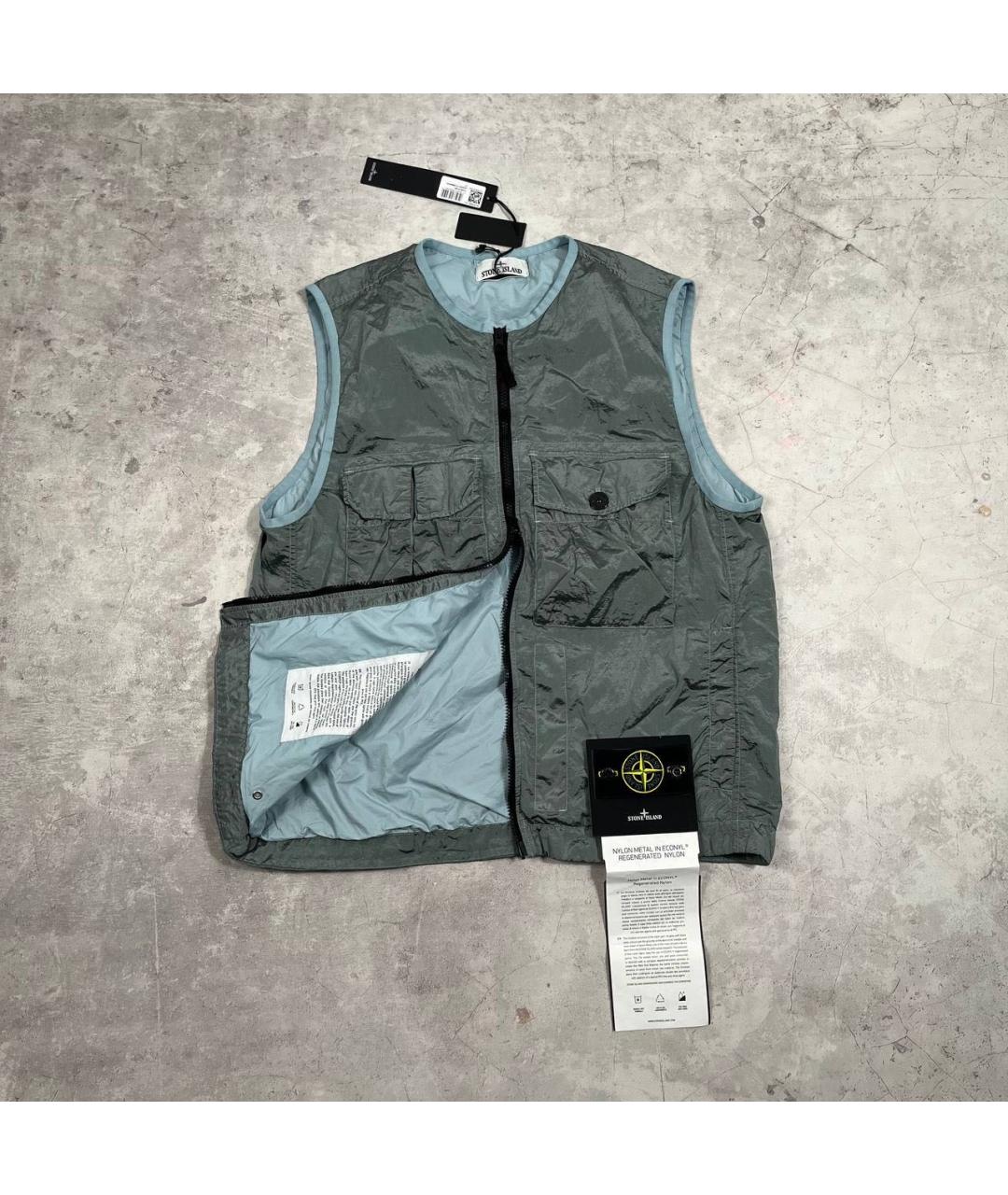STONE ISLAND Бирюзовый полиамидовый жилет, фото 3