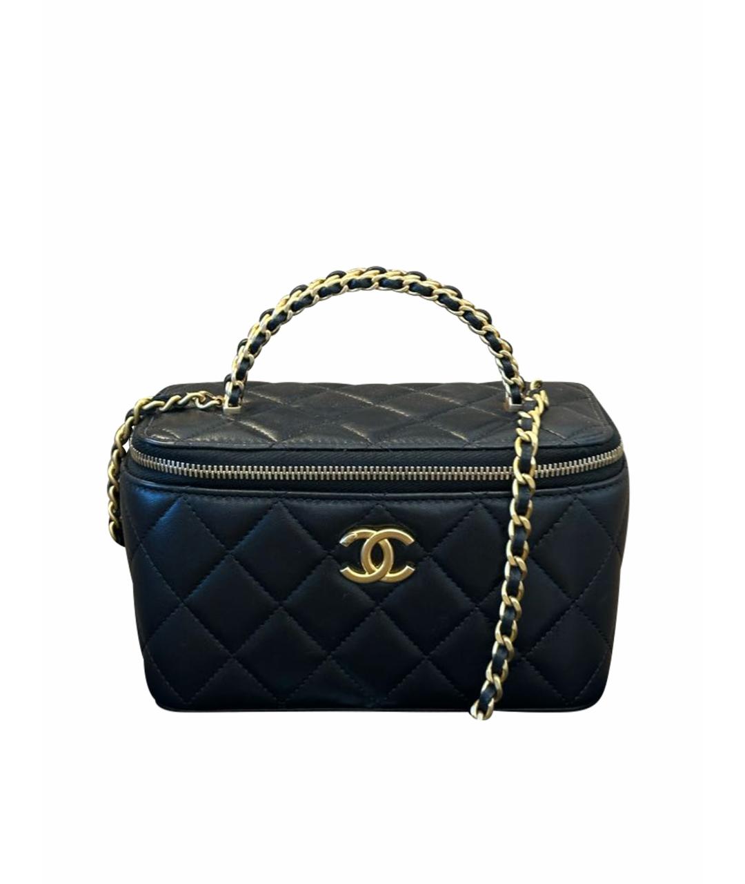 CHANEL Черная кожаная сумка с короткими ручками, фото 1