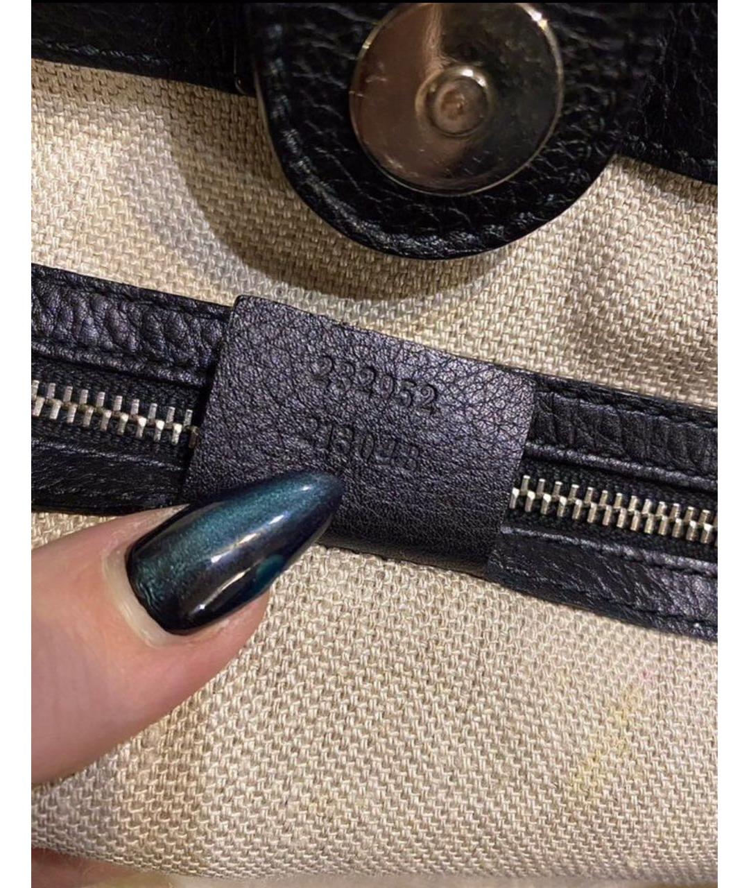GUCCI Черная кожаная сумка тоут, фото 7