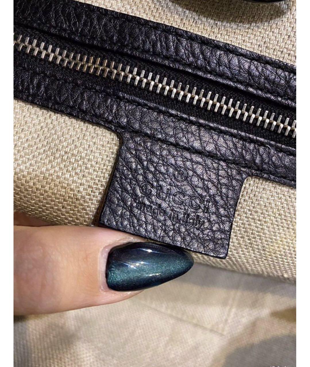 GUCCI Черная кожаная сумка тоут, фото 4