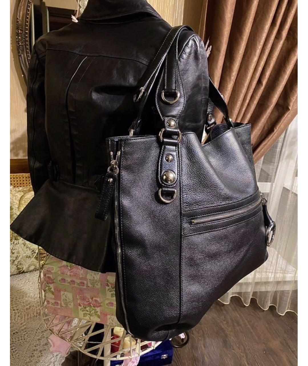 GUCCI Черная кожаная сумка тоут, фото 2