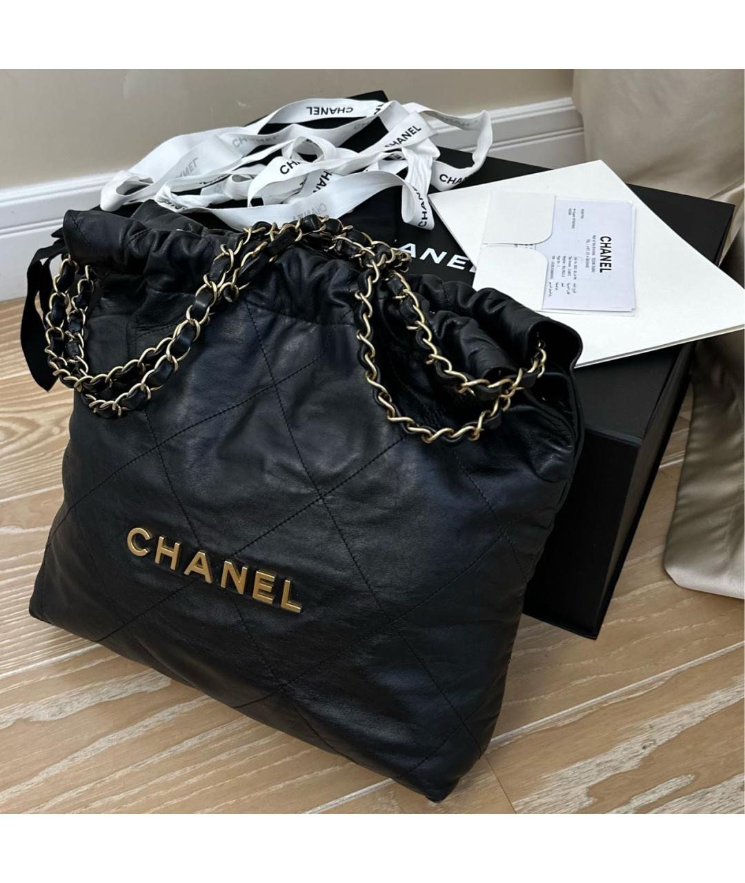CHANEL Черная кожаная сумка тоут, фото 3