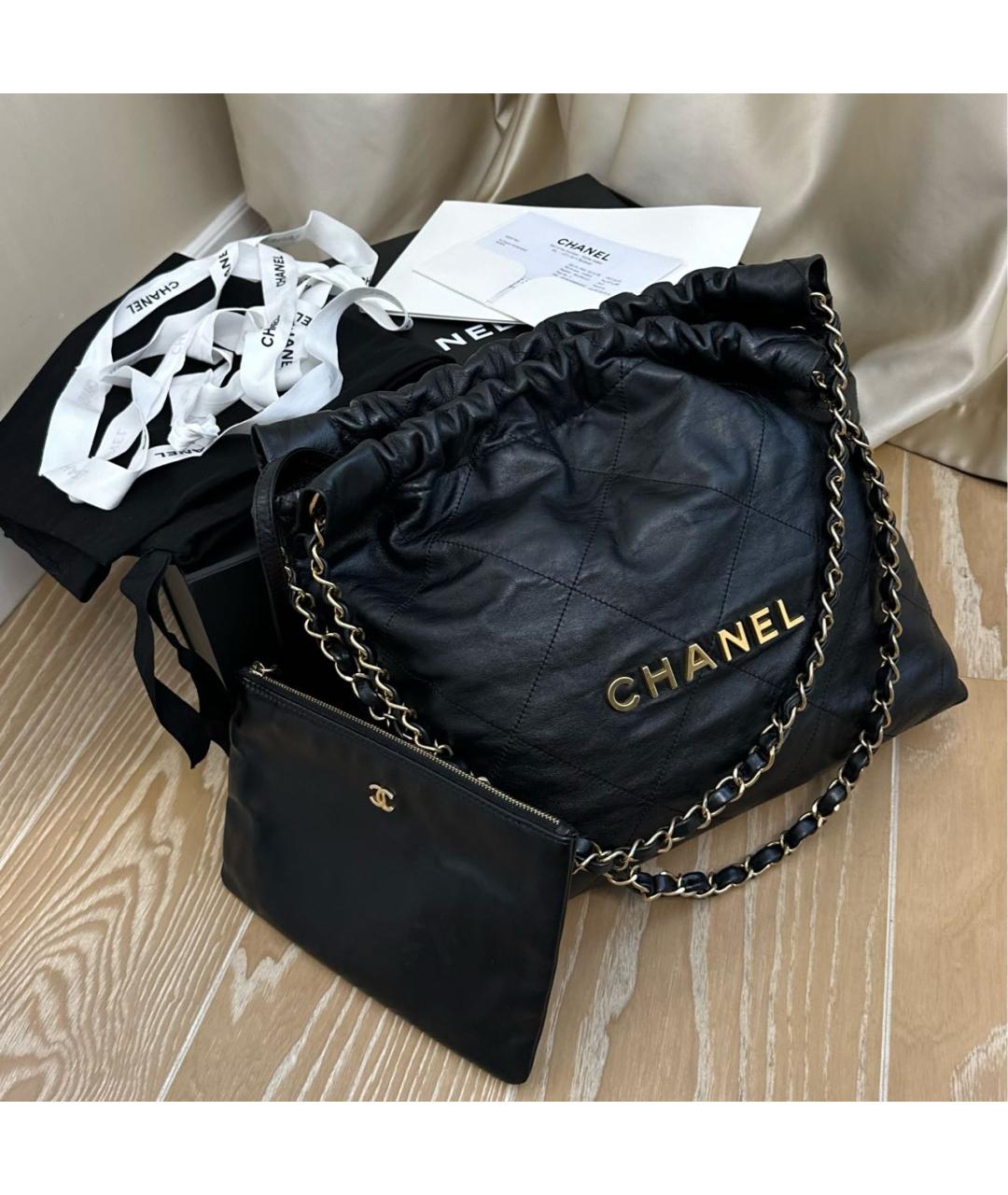 CHANEL Черная кожаная сумка тоут, фото 4