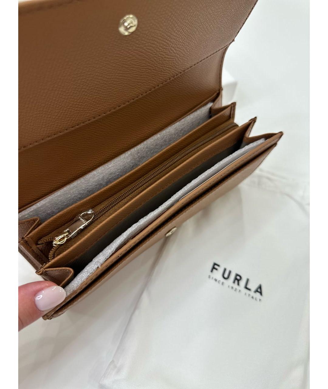 FURLA Коричневый кожаный кошелек, фото 4