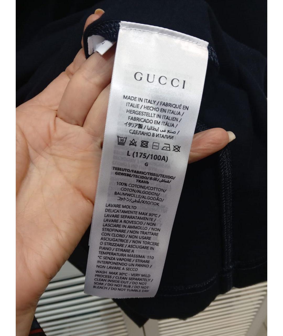 GUCCI Черная хлопковая футболка, фото 6