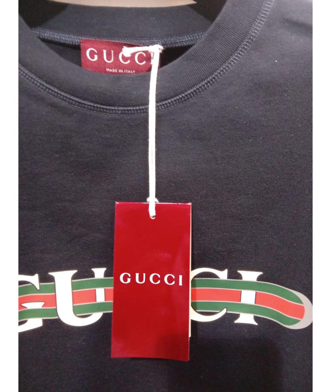 GUCCI Черная хлопковая футболка, фото 3