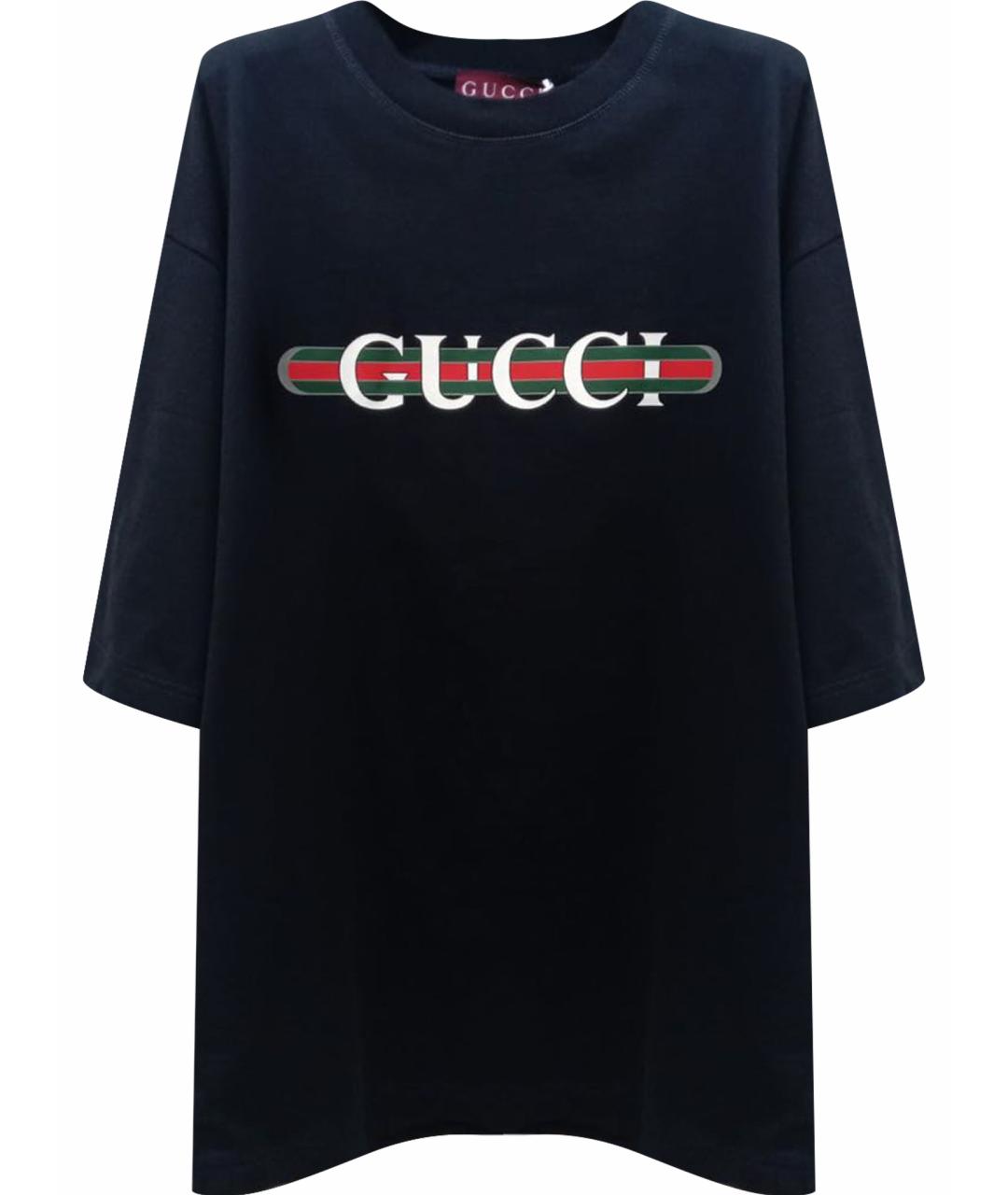 GUCCI Черная хлопковая футболка, фото 1