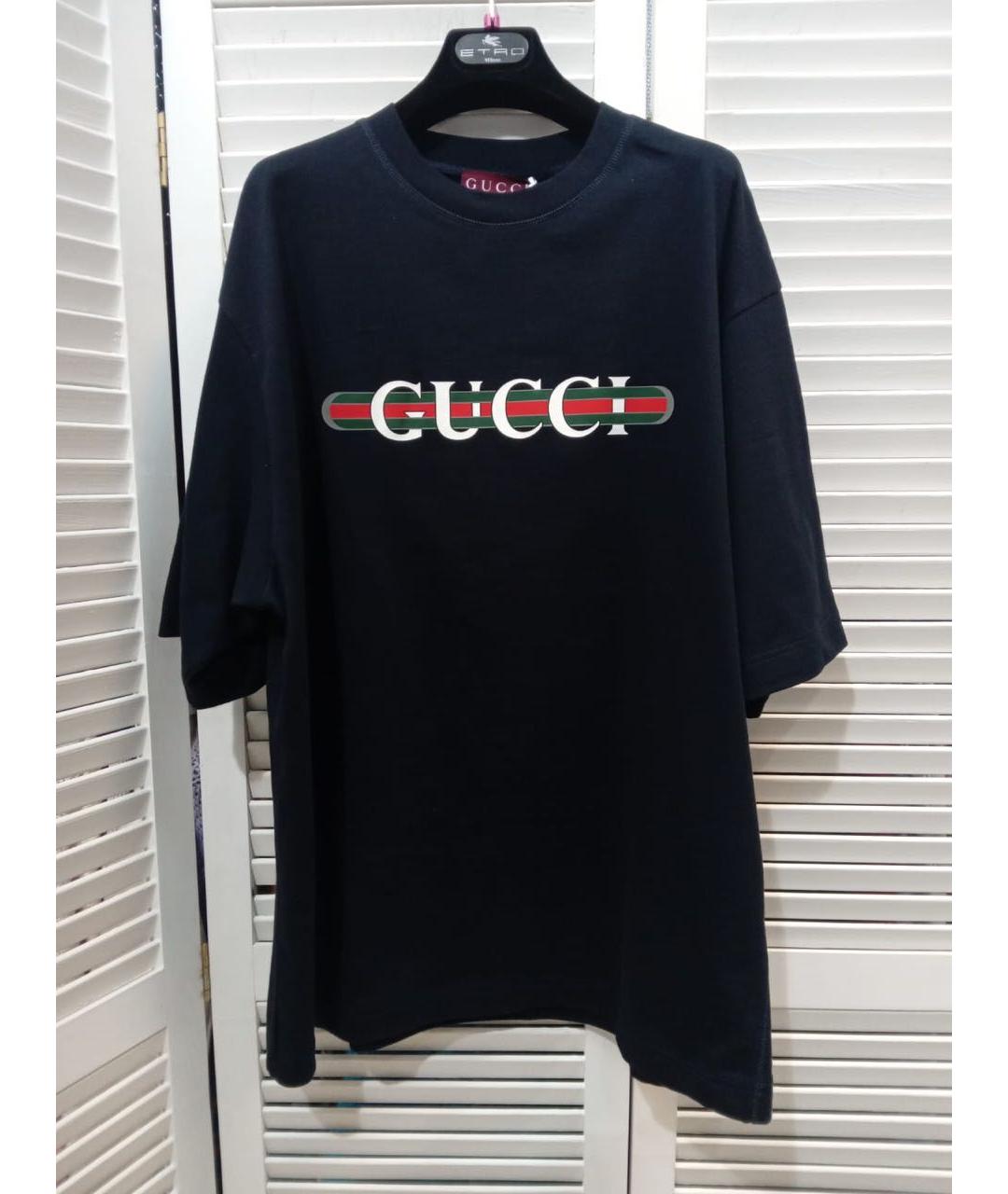 GUCCI Черная хлопковая футболка, фото 7