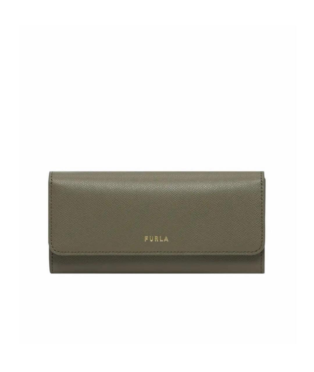 FURLA Хаки кожаный кошелек, фото 1