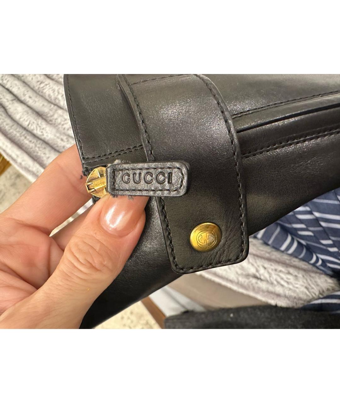 GUCCI Черные кожаные сапоги, фото 6