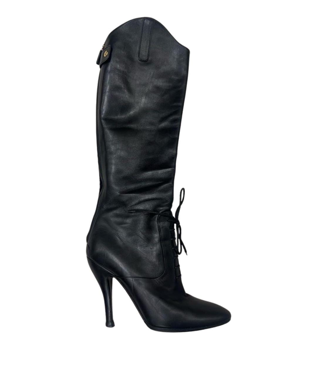 GUCCI Черные кожаные сапоги, фото 1