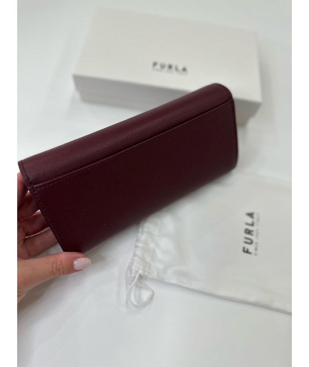 FURLA Бордовый кожаный кошелек, фото 3