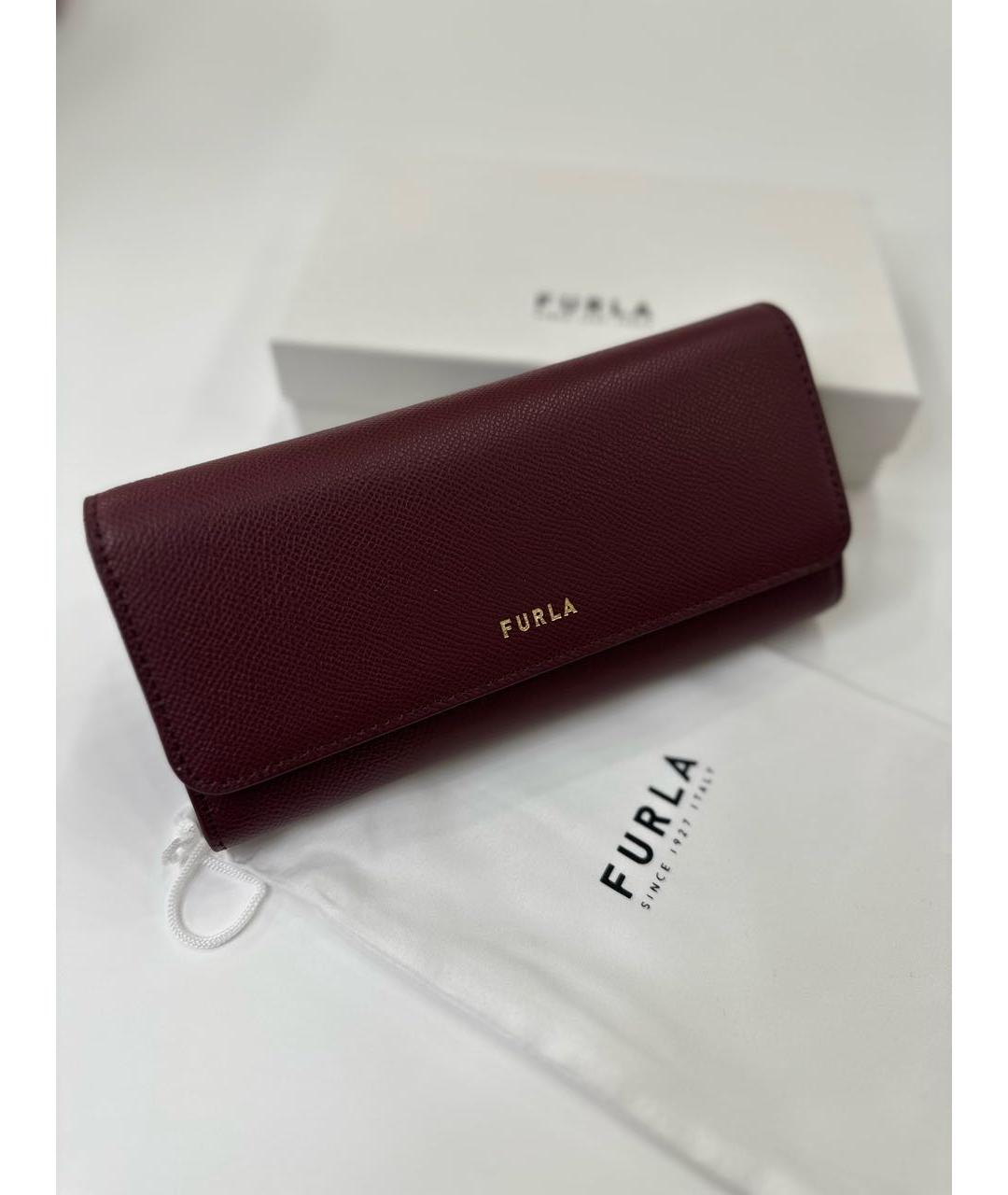FURLA Бордовый кожаный кошелек, фото 2