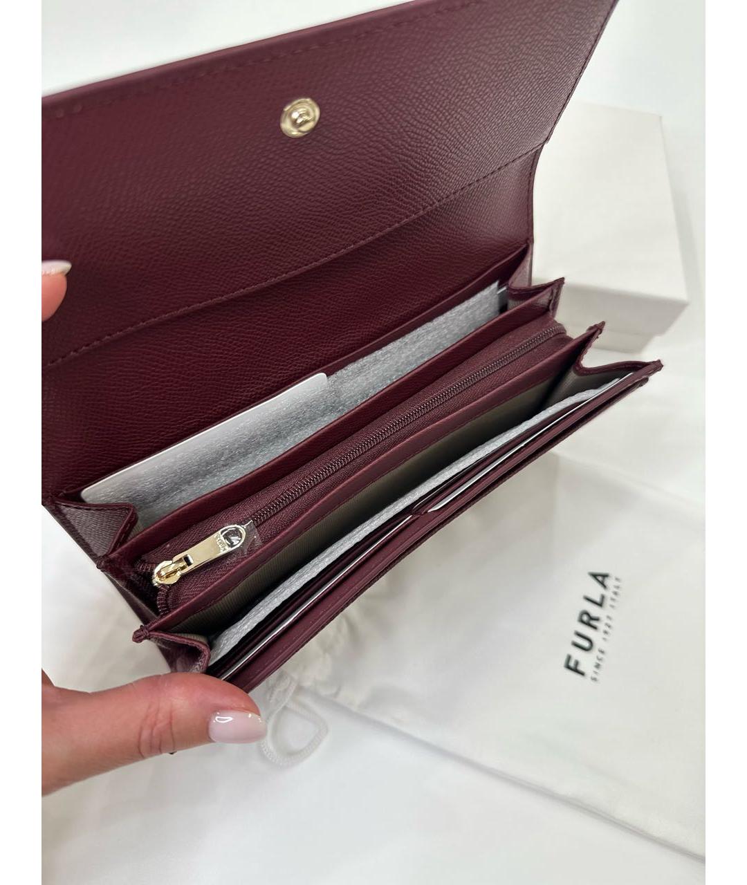 FURLA Бордовый кожаный кошелек, фото 4
